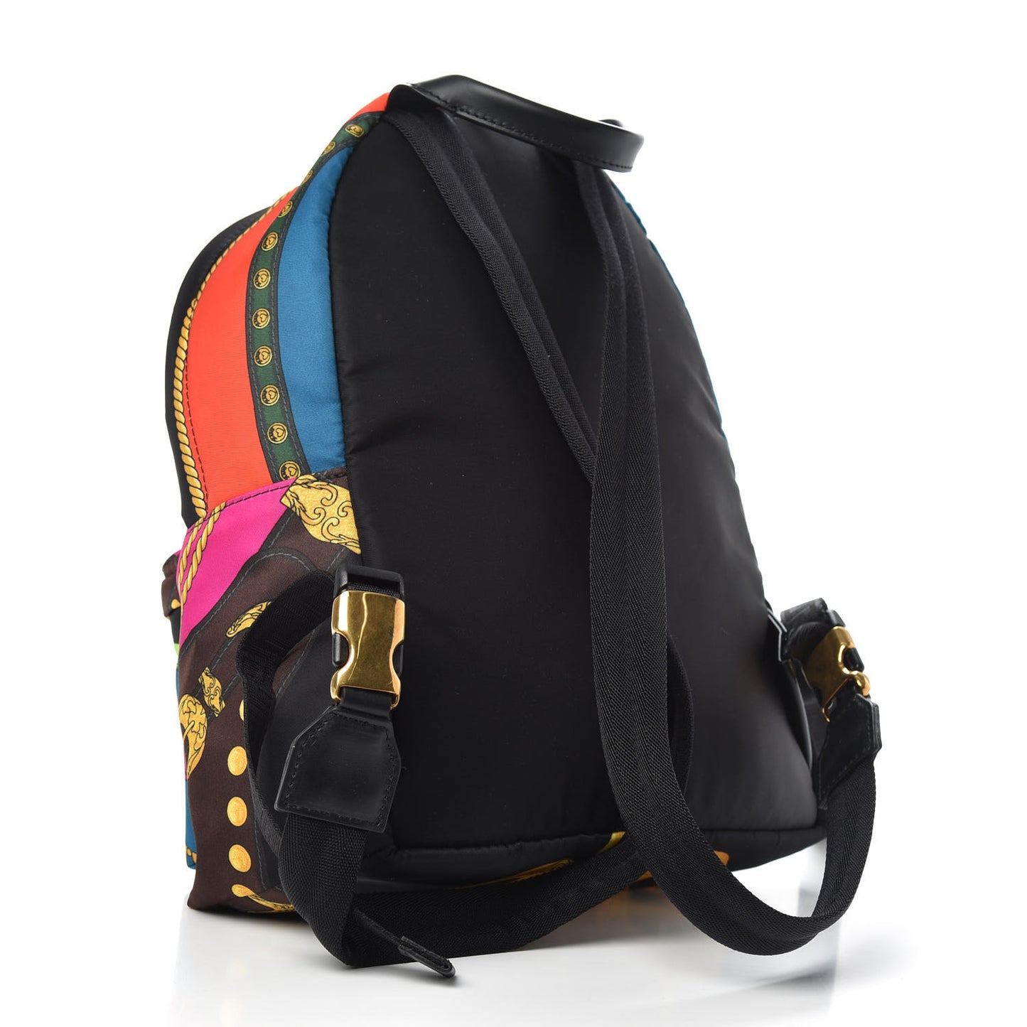 Nylon Palazzo Medusa Barocco Rodeo Print Backpack Black Multicolor