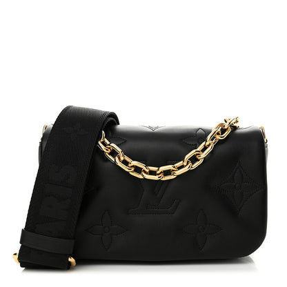 Louis Vuitton Calfskin Bubblegram Wallet On Strap Black 1 of 11