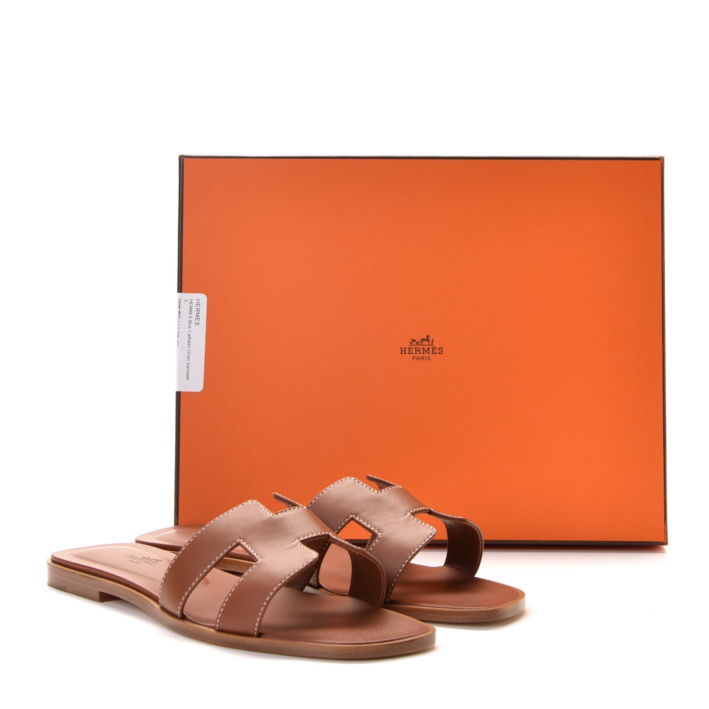 Box Calfskin Oran Sandals 38.5 Gold