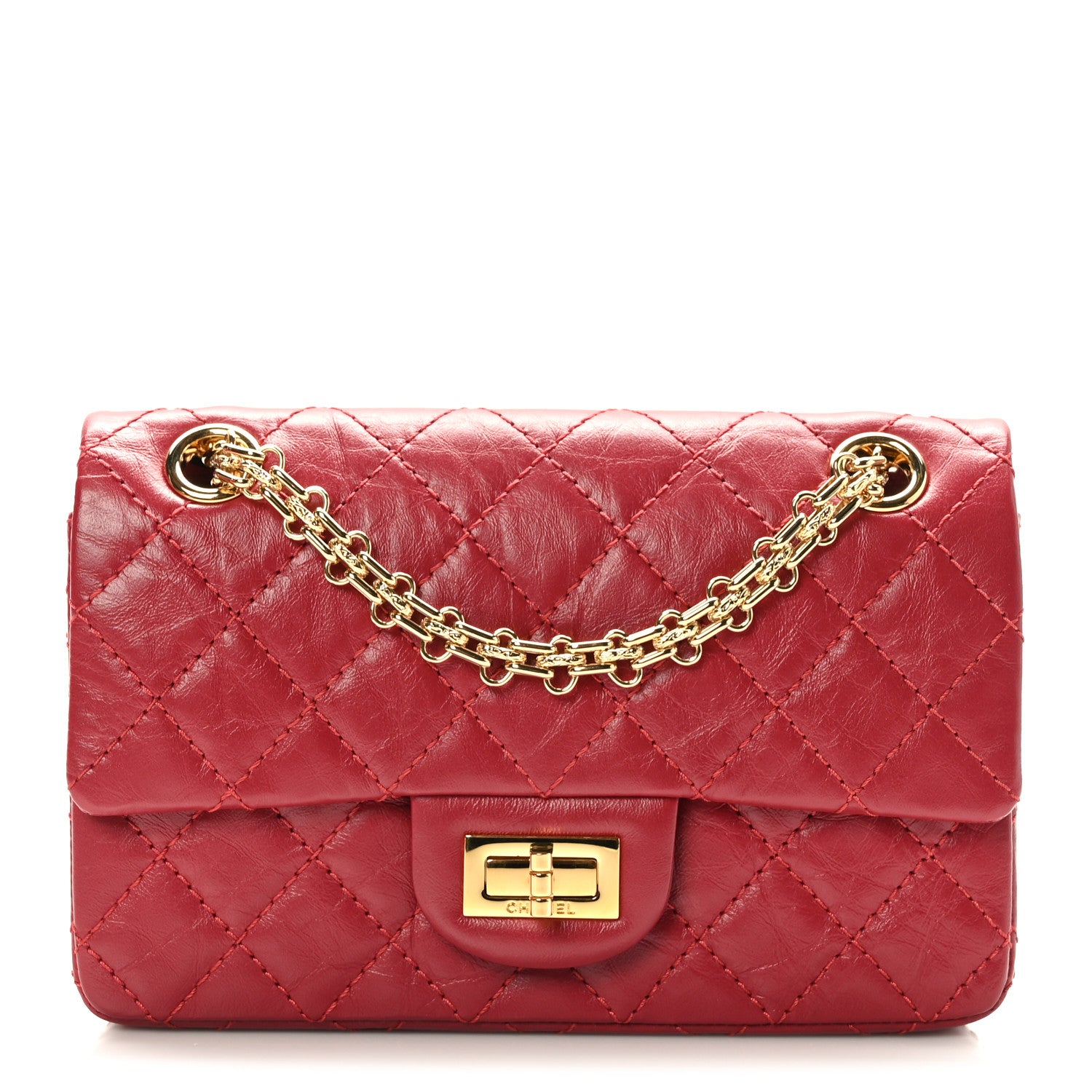 Chanel Aged Calfskin Quilted 2.55 Reissue Mini Flap Red 1 of 9