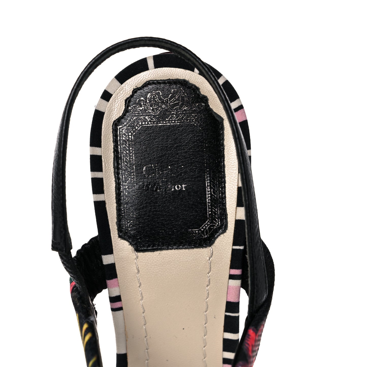 Satin Sequined Striped CD Platform Sandal 39.5 Black Multicolor