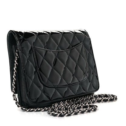 Chanel Patent Quilted Wallet On Chain WOC Black 3 of 11