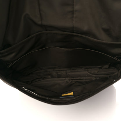 Fendi Econyl Nylon Cuoio Romano Monochrome Large Baguette Messenger Bag Ebano 4 of 5