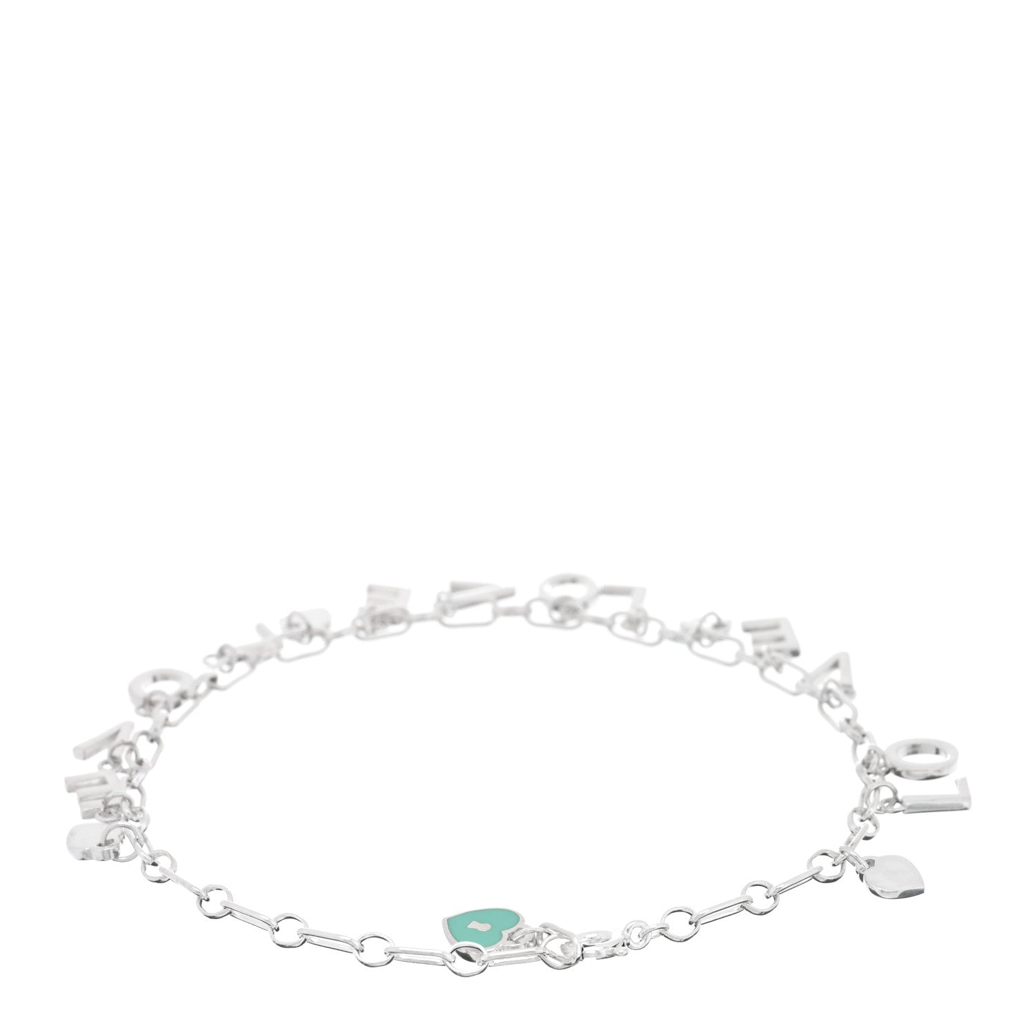 Tiffany Sterling Silver Enamel Love Charm Bracelet Blue Blue 2 of 3