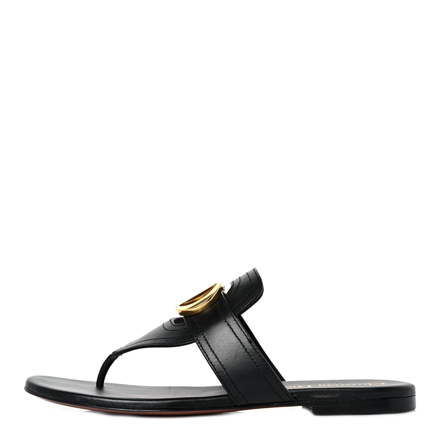 Christian Dior Calfskin 30 Montaigne Thong Sandals 36 Black 1 of 8
