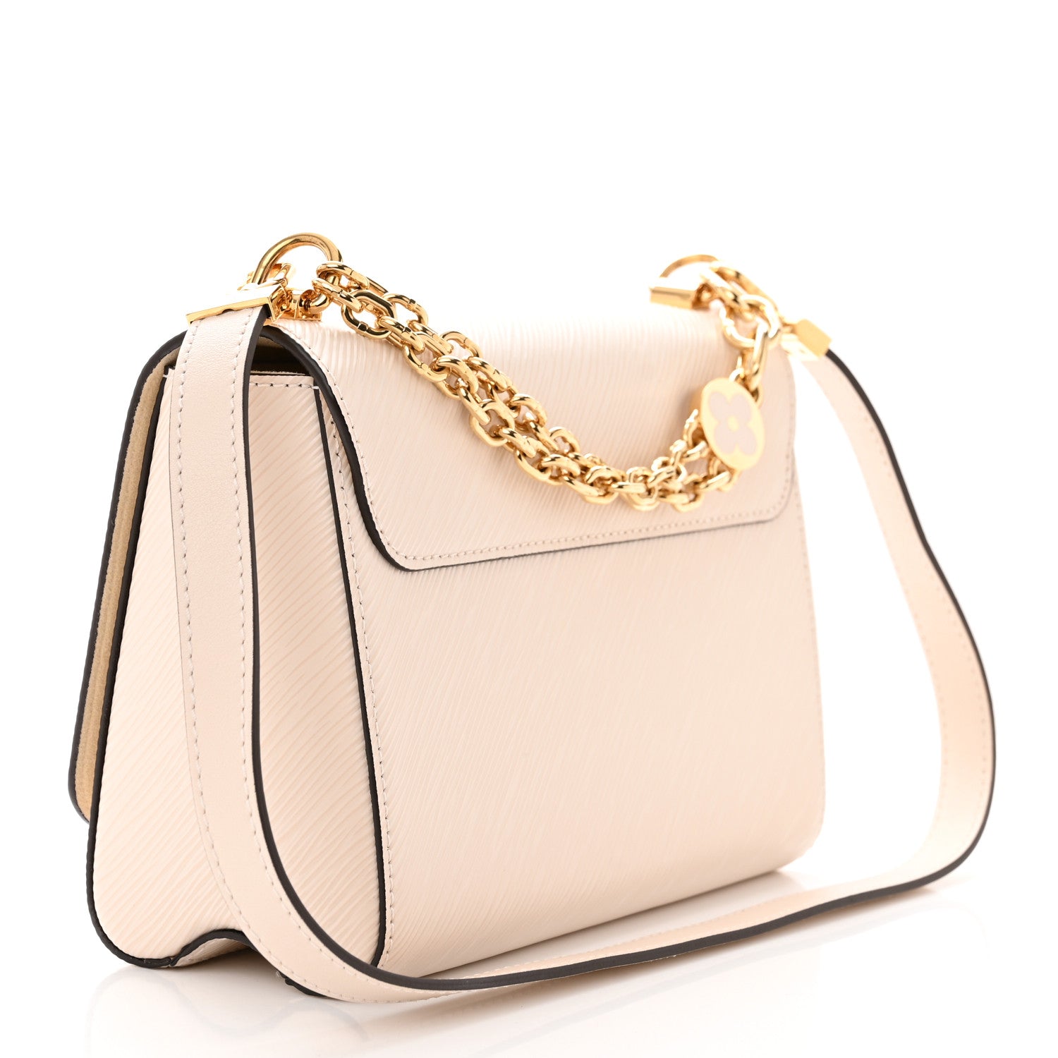 Louis Vuitton Epi Twist Monogram Flower Chain Shoulder Bag MM Quartz White 3 of 10
