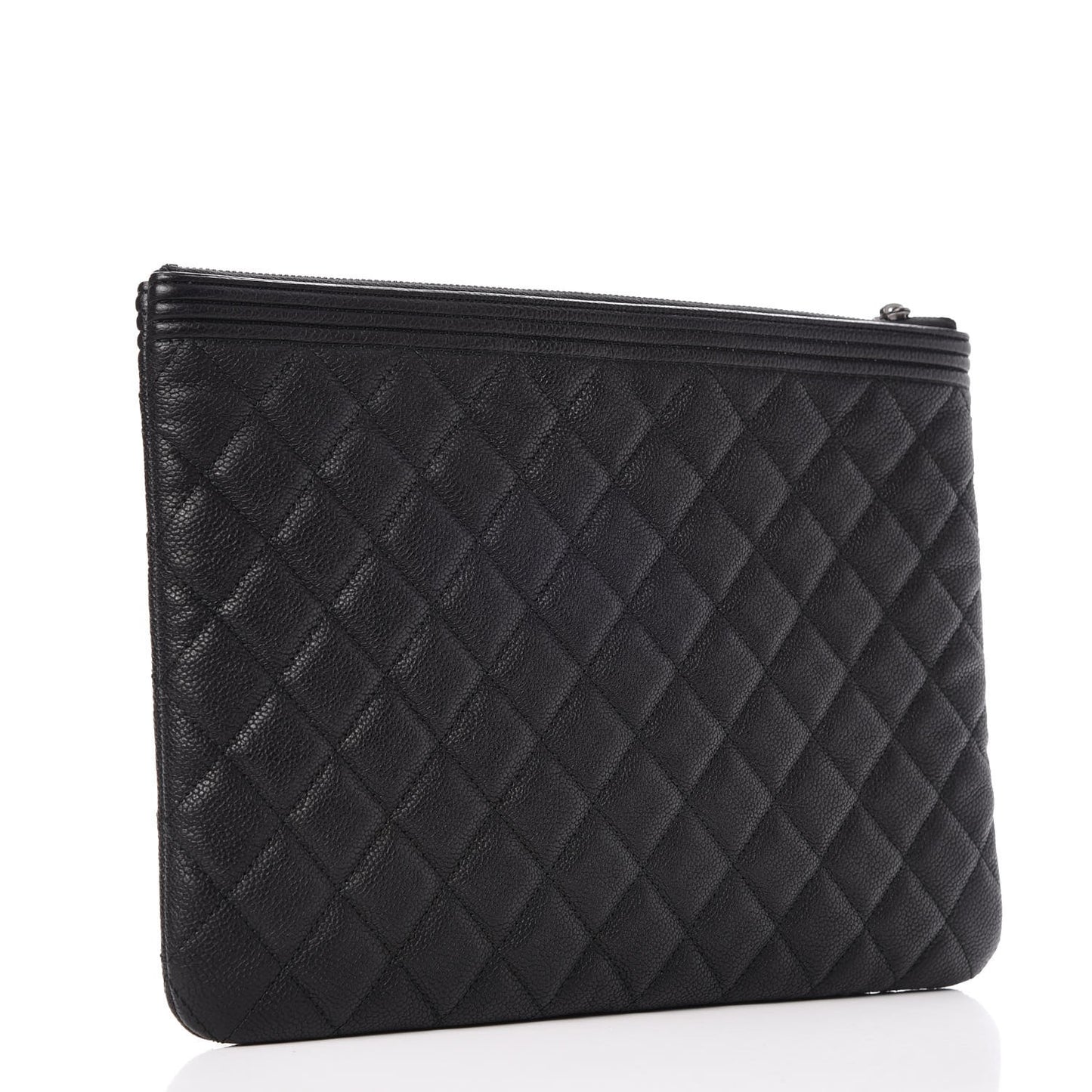 Caviar Quilted Medium Boy Cosmetic Case Black
