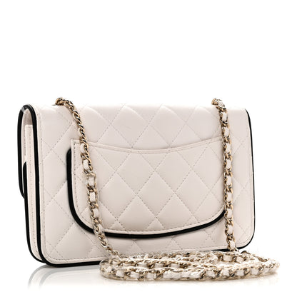 Chanel Lambskin Quilted Resin CC Mini Flap Bag White Black 3 of 11