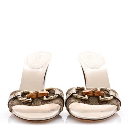 Gucci Monogram Bamboo Horsebit Sandals 9 Off White 3 of 11