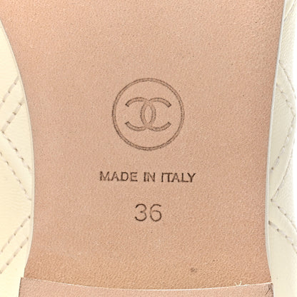 Chanel Lambskin Patent Double Stitched CC Cap Toe Ballerina Flats 36 Ivory Black 6 of 9