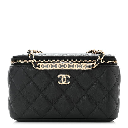Chanel Caviar Quilted Small Tiny CC Vanity Case With Chain Black 1 of 12