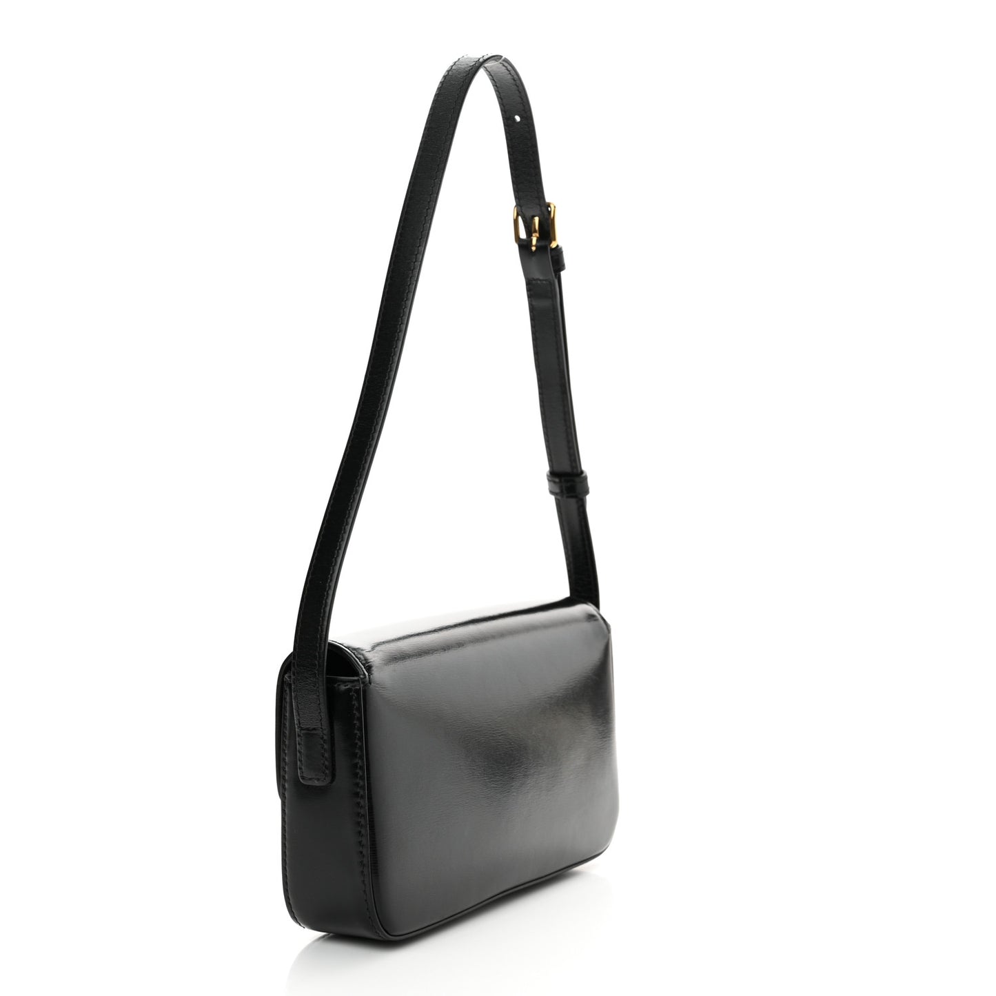 Shiny Calfskin Triomphe Shoulder Bag Black