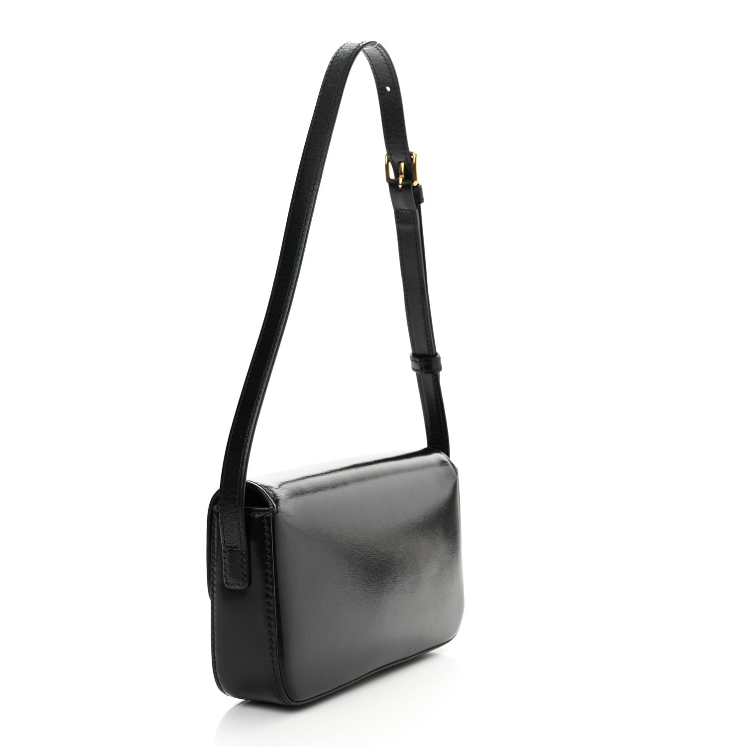 Celine Shiny Calfskin Triomphe Shoulder Bag Black 3 of 12
