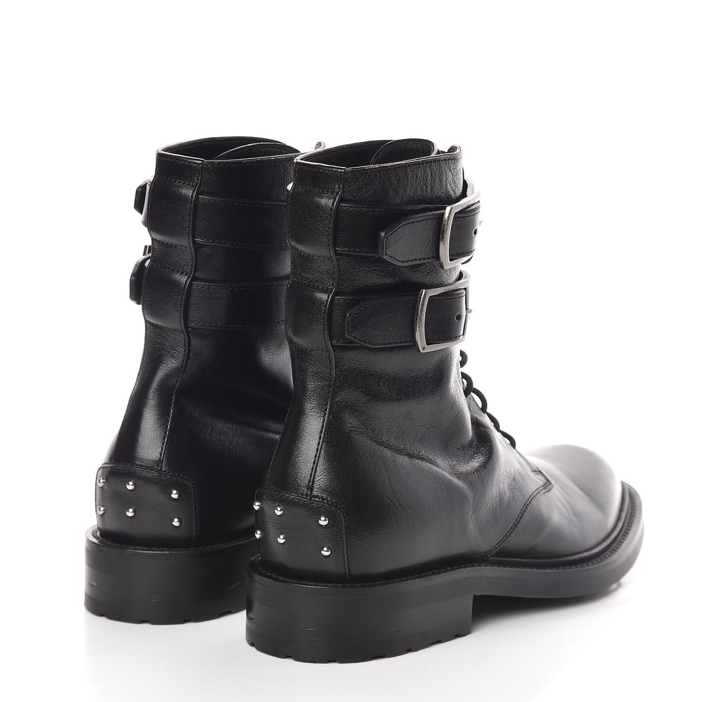 Kangaroo Calfskin Embossed Army 20 Strap Boots 38 Black