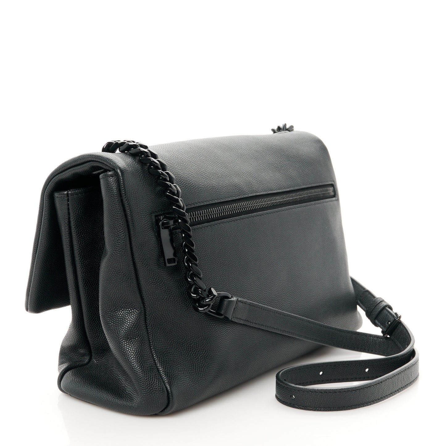 Grain De Poudre Medium West Hollywood Monogram Fold-Over Black