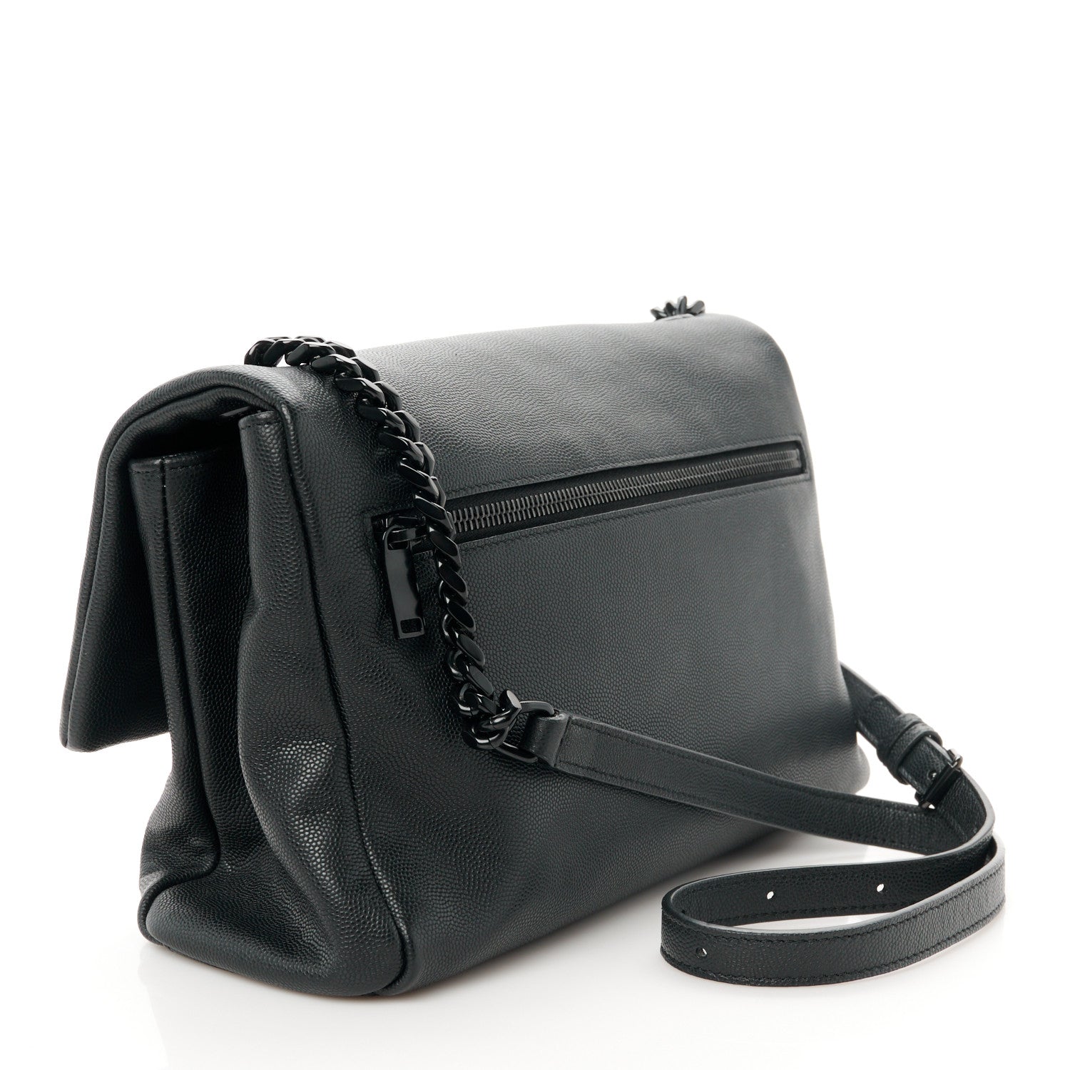 Saint Laurent Grain De Poudre Medium West Hollywood Monogram Fold-Over Black 3 of 11