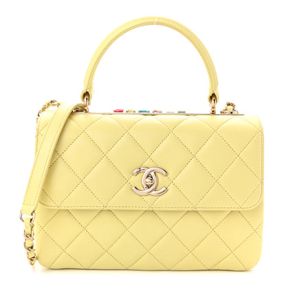 Chanel Lambskin Quilted Small Trendy CC Flap Dual Handle Bag Yellow 1 of 10