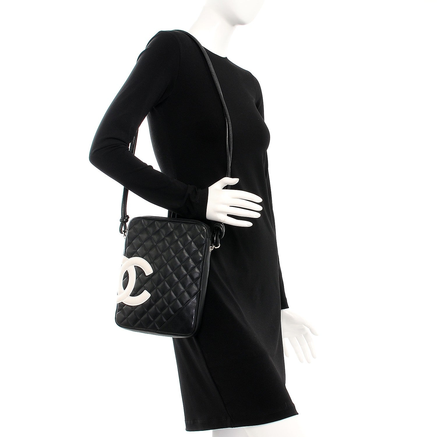 Chanel Calfskin Cambon Medium Messenger Black White 2 of 9