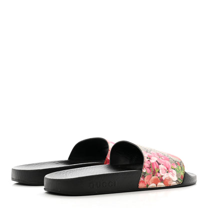 Gucci GG Supreme Monogram Blooms Slide Sandals 39 Beige Multicolor 4 of 7