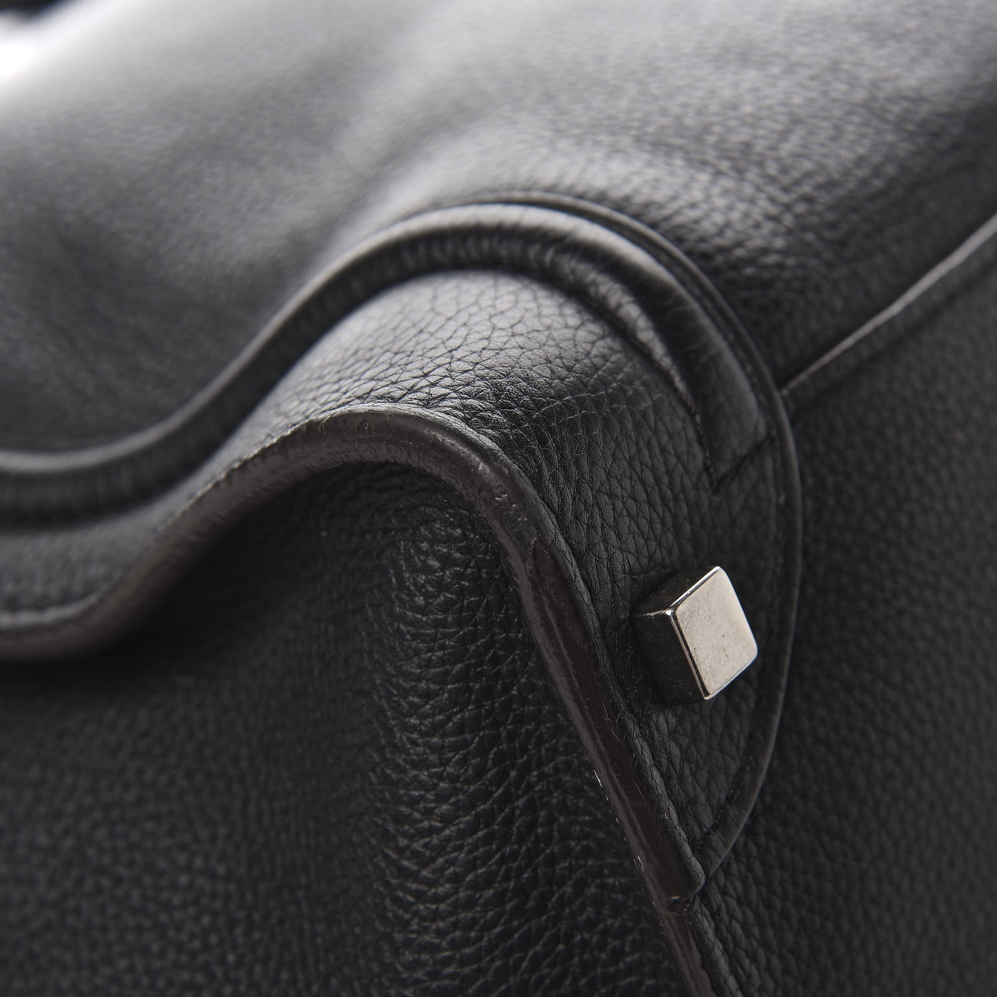 Drummed Calfskin Shoulder Luggage Black