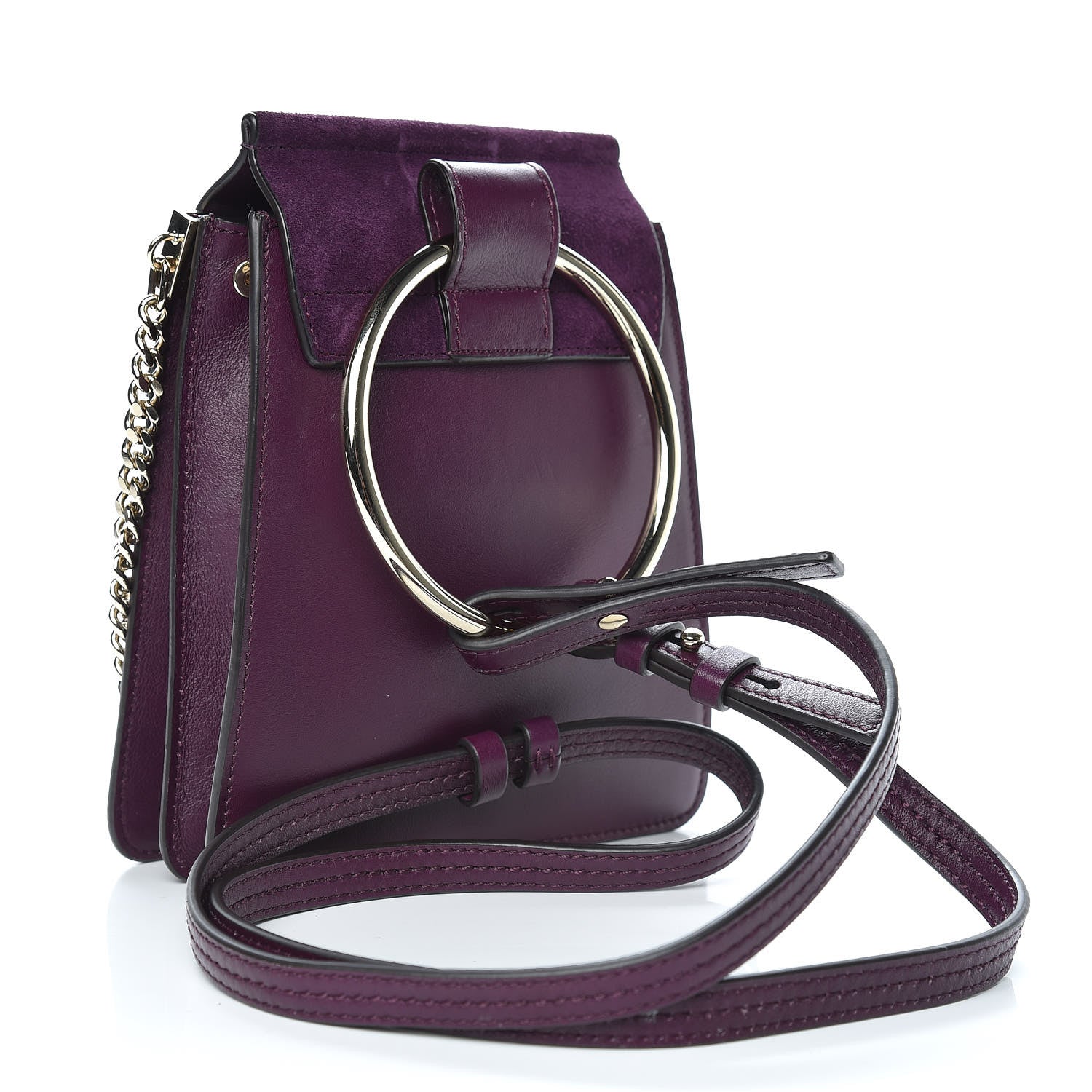 Chloe Suede Calfskin Mini Faye Bracelet Bag Nightfall Purple 3 of 9