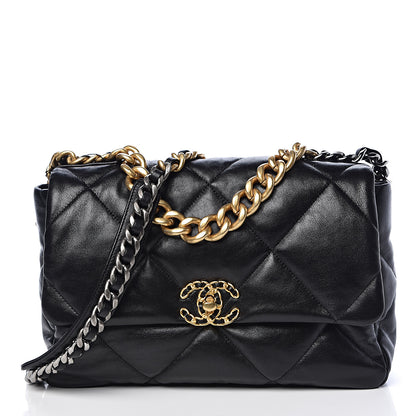 Chanel Lambskin Quilted Large 19 Flap Black 1 of 11