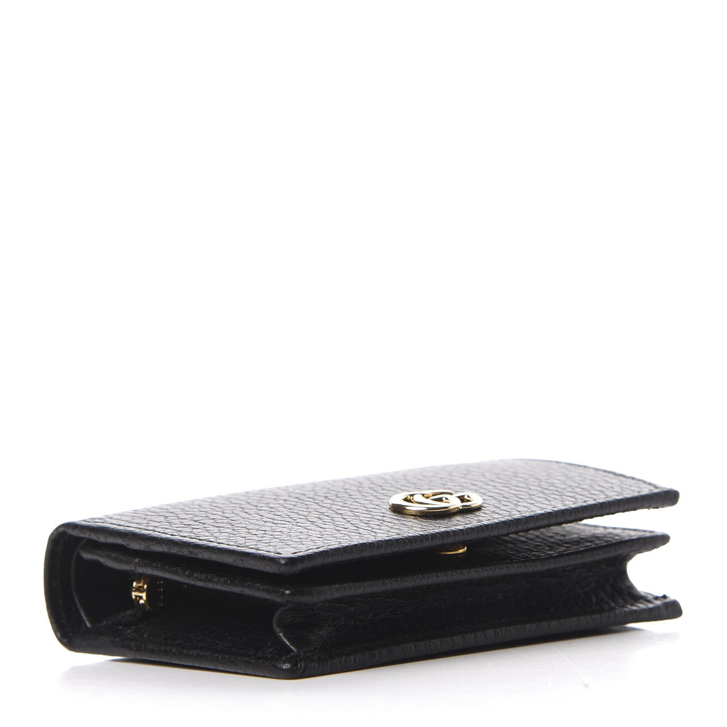 Gucci Pebbled Calfskin GG Marmont Card Case Black 4 of 9