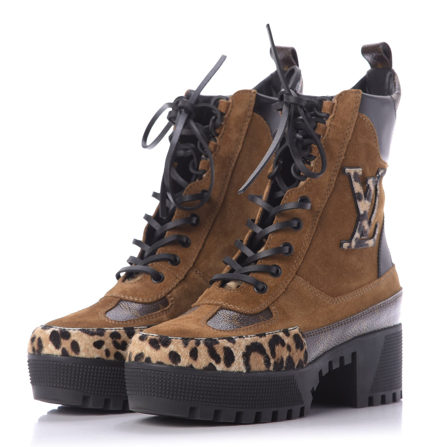 Louis Vuitton Suede Calfskin Monogram Laureate Platform Desert Boots 37.5 Cognac 3 of 9