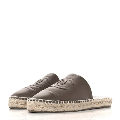 Chanel Calfskin CC Espadrille Mules 38 Dark Beige 3 of 10