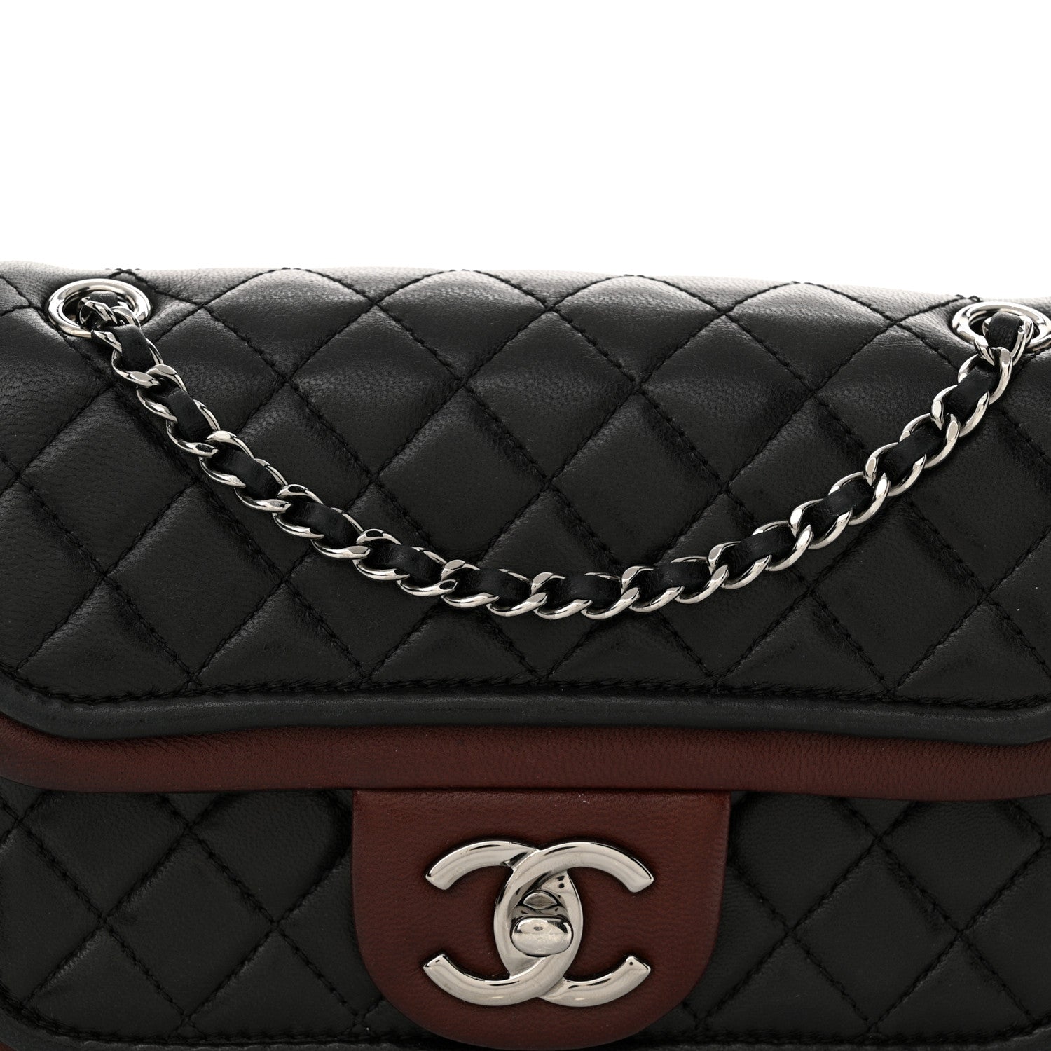 Chanel Lambskin Classic Twist Mini Rectangular Flap Black Burgundy 8 of 12