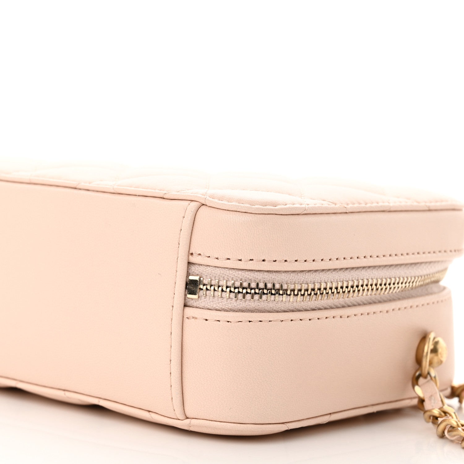 Chanel Lambskin Quilted CC Pearl Crush Camera Case Light Beige 10 of 11