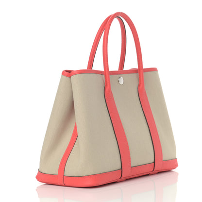 Hermes Toile Militaire Vache Country Garden Party 30 TPM Tote Beton Rose Texas 3 of 11