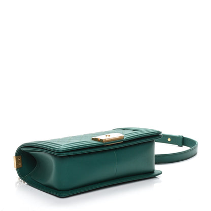 Chanel Caviar Quilted Medium Boy Flap Dark Green 4 of 7
