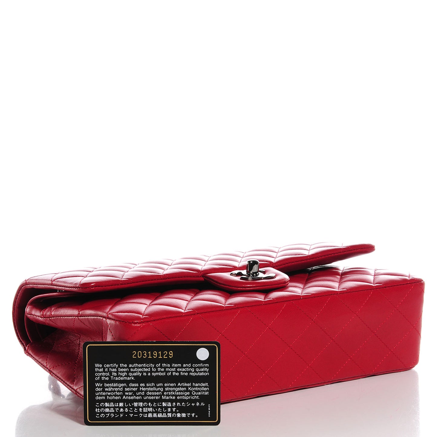 Lambskin Quilted Medium Double Flap Red