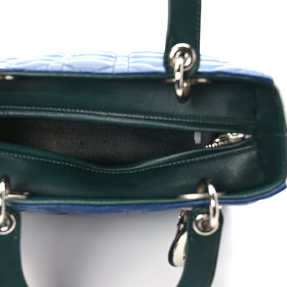 Christian Dior Lambskin Cannage Medium Tri-Color Lady Dior Blue Celeste Deep Green 5 of 14