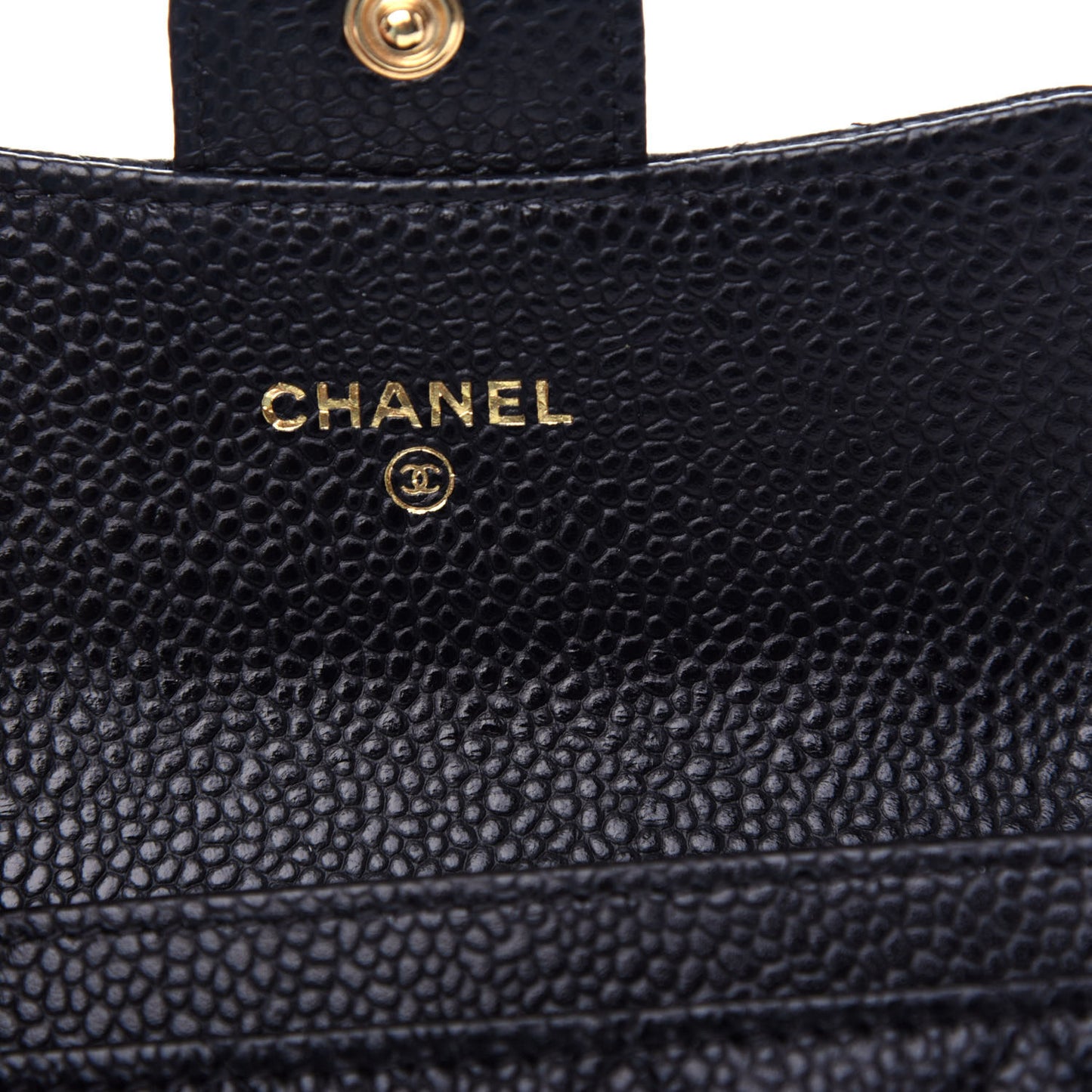 Caviar Quilted Flap Card Holder Wallet Black