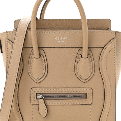 Celine Drummed Calfskin Nano Luggage Dune 8 of 10