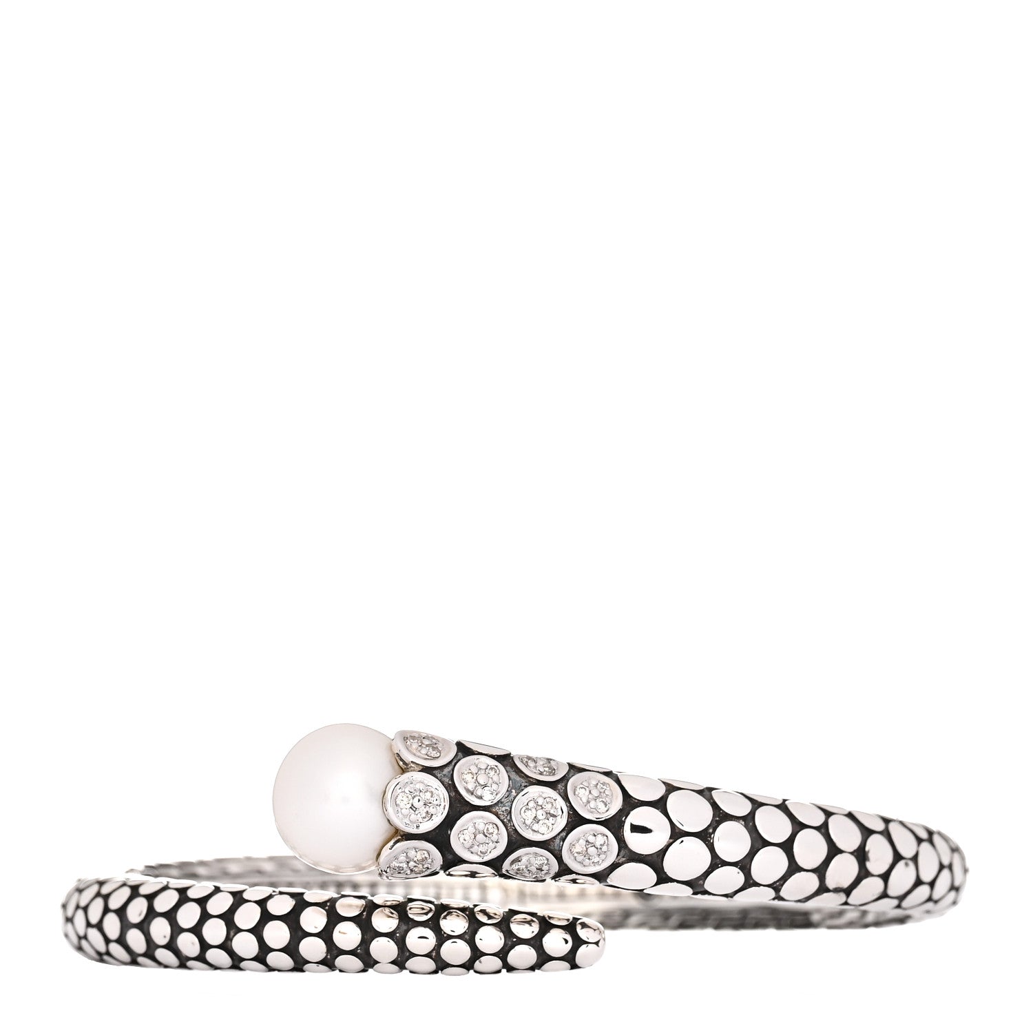 John Hardy Sterling Silver Diamond Pearl Dot Kick Cuff Bracelet 1 of 4