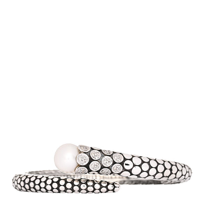 John Hardy Sterling Silver Diamond Pearl Dot Kick Cuff Bracelet 1 of 4