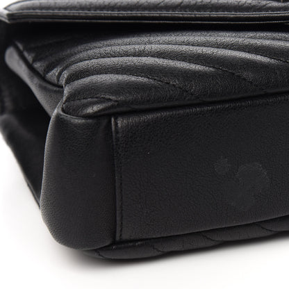 Saint Laurent Sheepskin Matelasse Chevron Monogram Medium College Bag Black 7 of 9