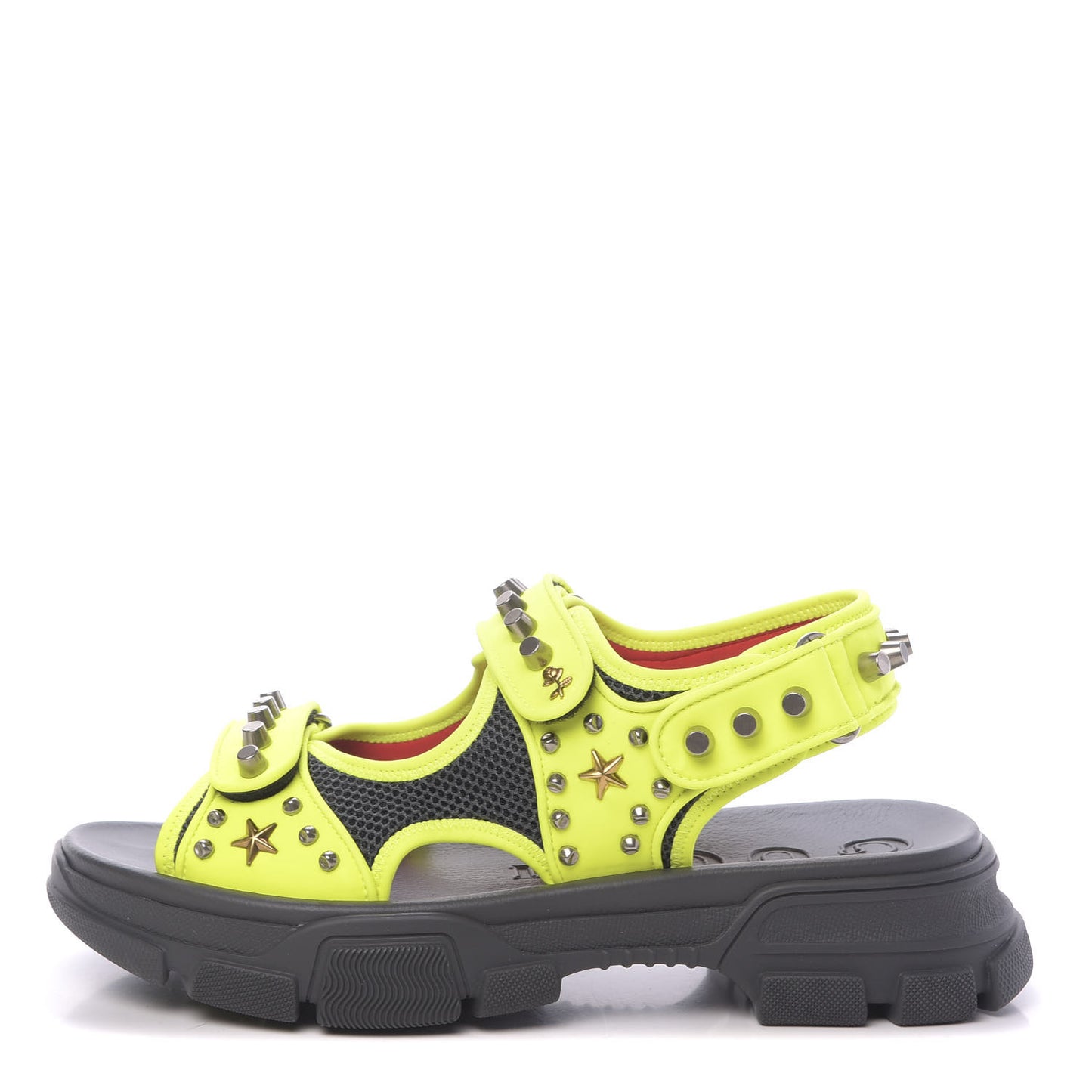 Technical Canvas Calfskin Studded Mens Aguru Sandals 11 Neon Yellow