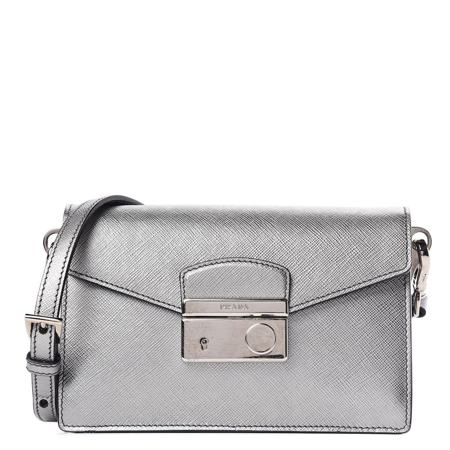 Metallic Saffiano Lux Sound Crossbody Bag Cromo