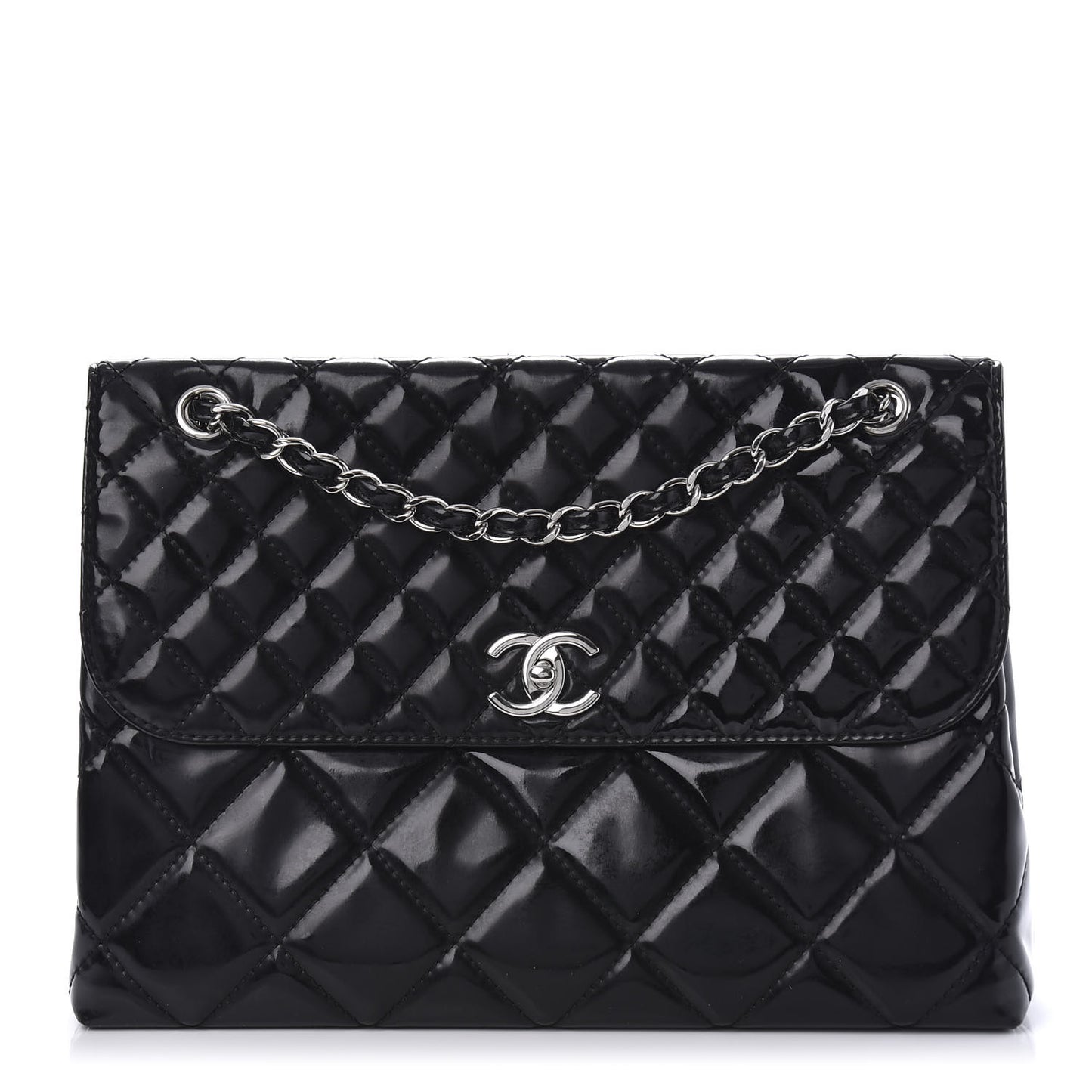 Vinyl Quilted In the Business Flap Bag Black