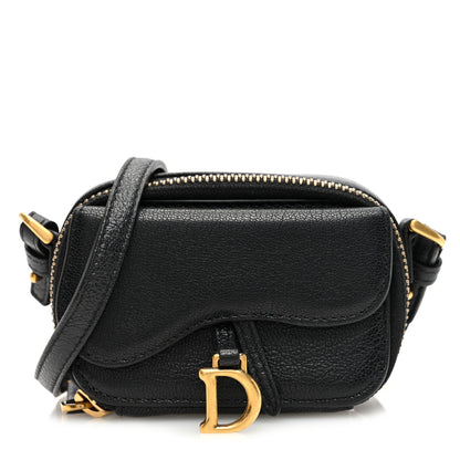 Christian Dior Goatskin Mini Saddle Pouch Black 1 of 8