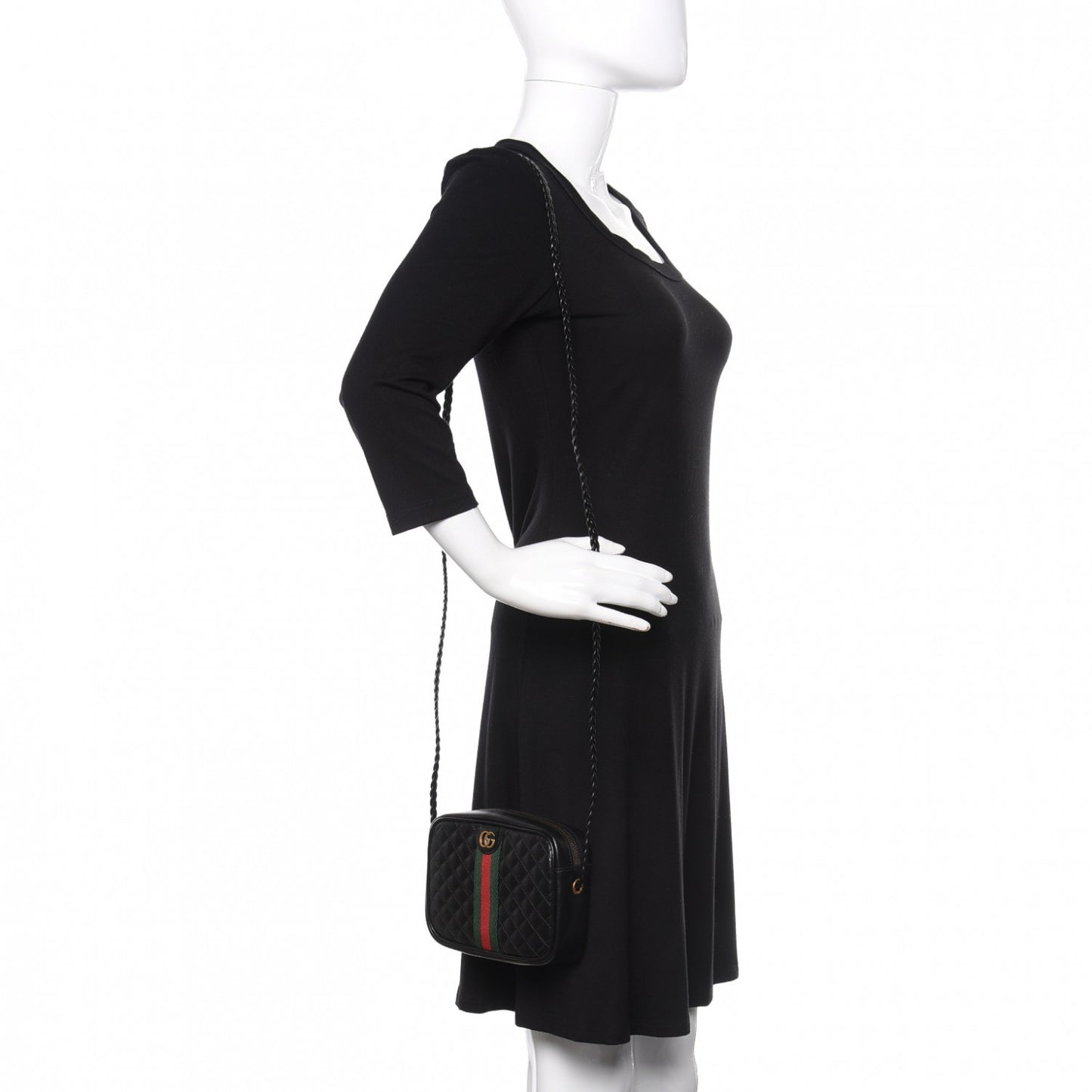 Calfskin Trapuntata Web Mini GG Shoulder Bag Black