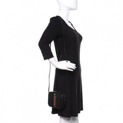 Gucci Calfskin Trapuntata Web Mini GG Shoulder Bag Black 2 of 10