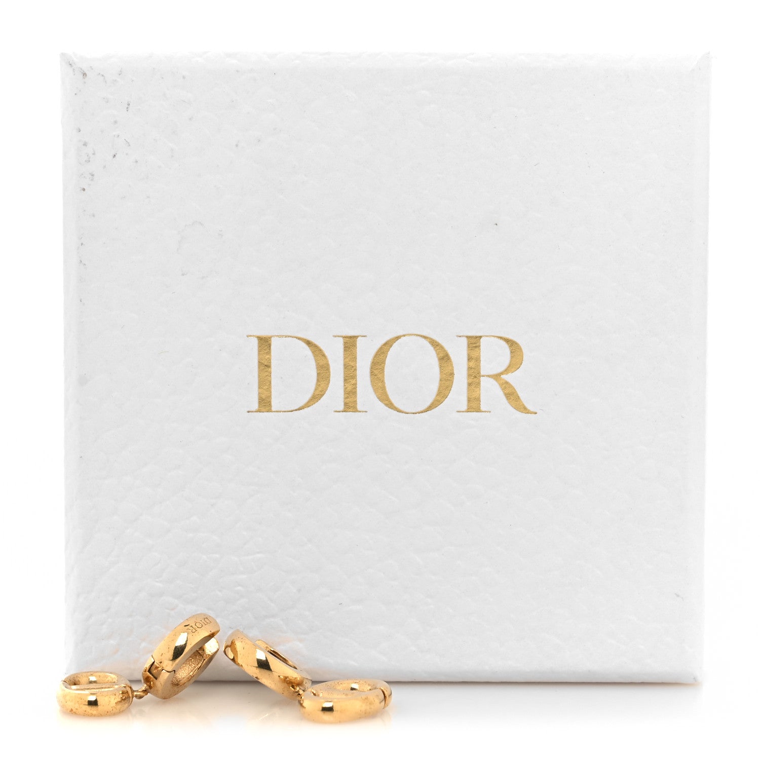 Christian Dior Metal CD Hoop Drop Earrings Gold 5 of 5