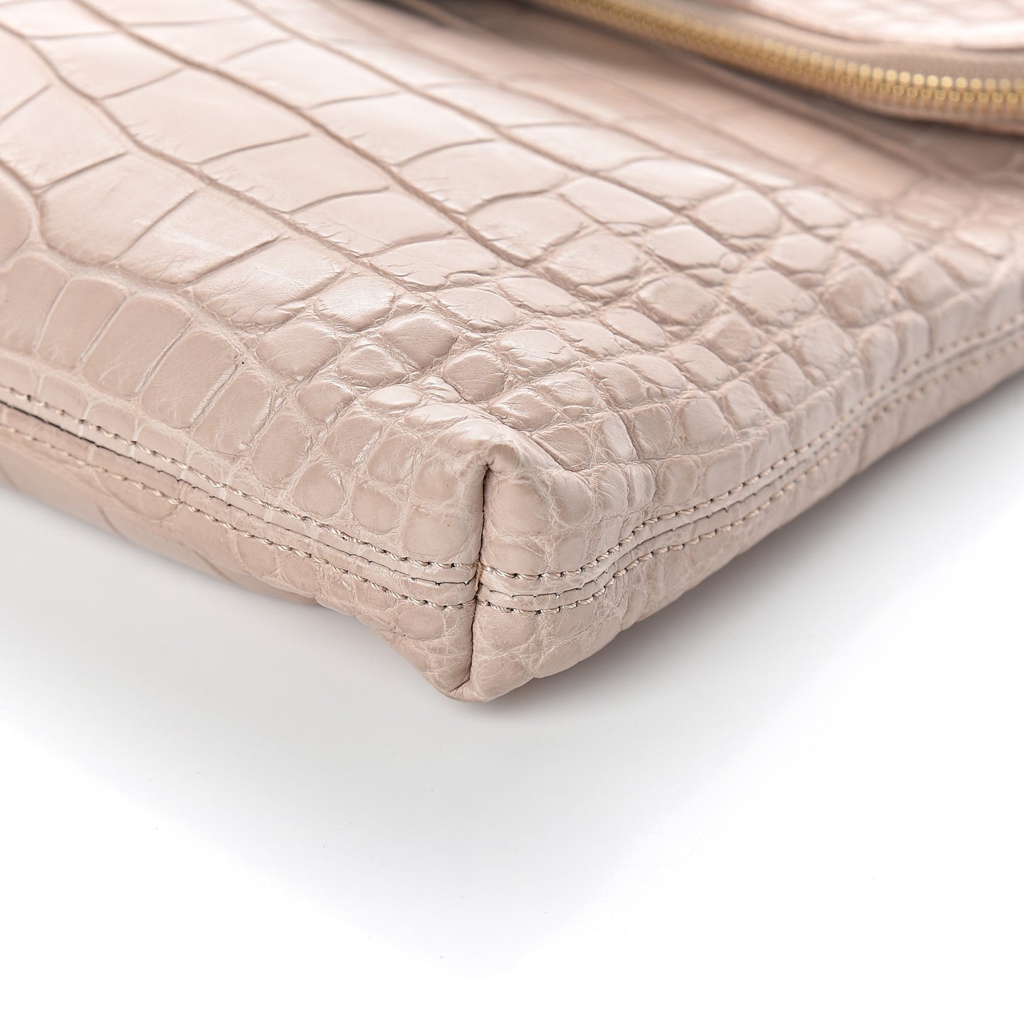 Alligator Large Kendal Folded Clutch Nude