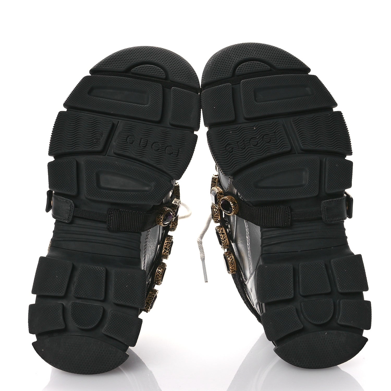 Gucci X SEGA Metallic Calfskin Mesh Removable Crystals Womens Flashtrek Sneakers 37 Silver Black 6 of 7