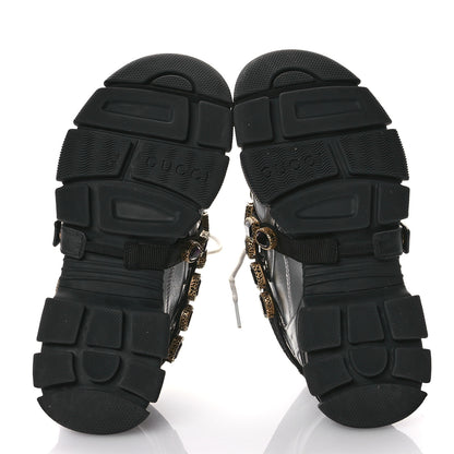 Gucci X SEGA Metallic Calfskin Mesh Removable Crystals Womens Flashtrek Sneakers 37 Silver Black 6 of 7